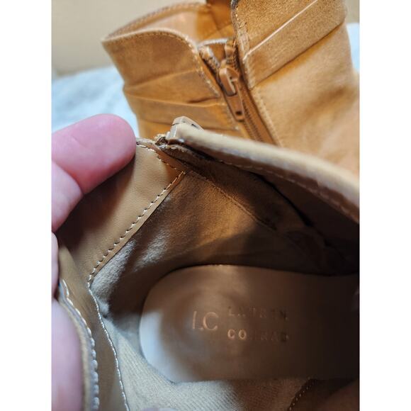 Lauren Conrad‎ Women's Tan Suede Chunky Heel Zip Up Straps Ankle Boots Size 9 - Picture 6 of 8